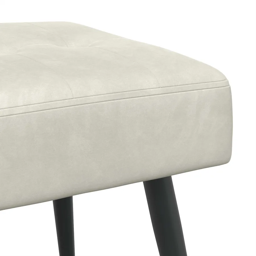 Banc avec capitonnage bouton Crème 80 x 40 x 46 cm Velours - 6