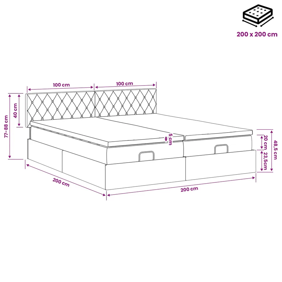 Lit ottoman avec matelas 2 pcs Gris clair Velours - 11