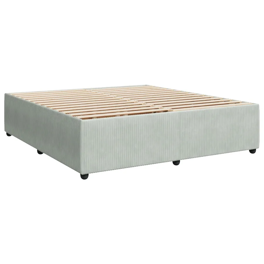 Lit boxspring LED avec matelas Gris clair 200 x 200 cm Velours - 4