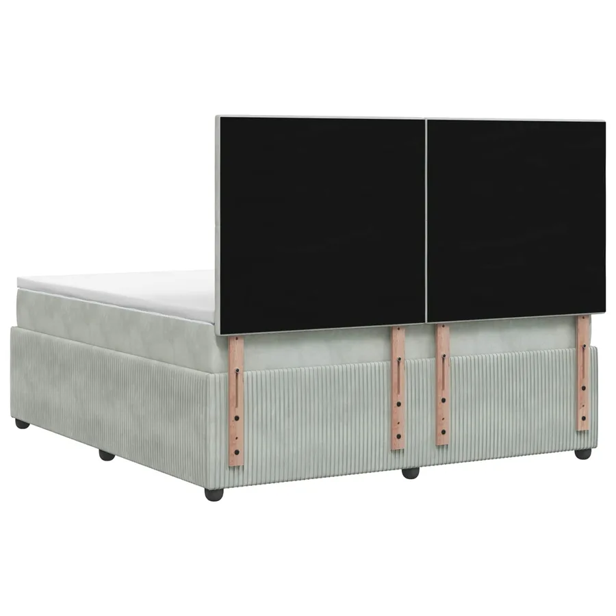 Lit boxspring LED avec matelas Gris clair 200 x 200 cm Velours - 7