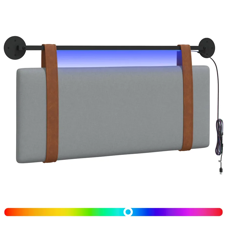 Tête de lit suspendue Avec lumière LED Gris clair PU antique - 2