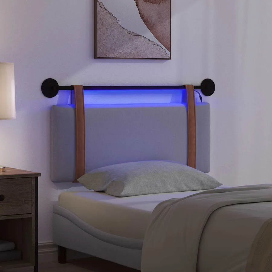 Tête de lit suspendue Avec lumière LED Gris clair PU antique - 5