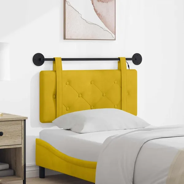 Tête de lit suspendue Avec lumière LED Jaune Velours