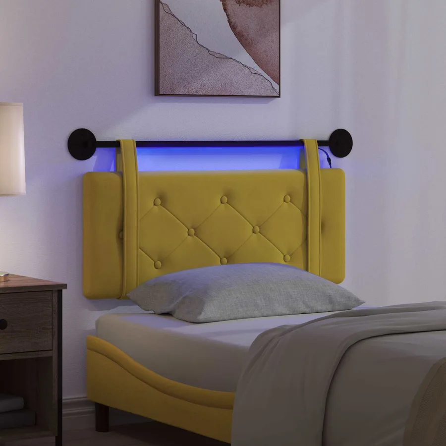 Tête de lit suspendue Avec lumière LED Jaune Velours - 5