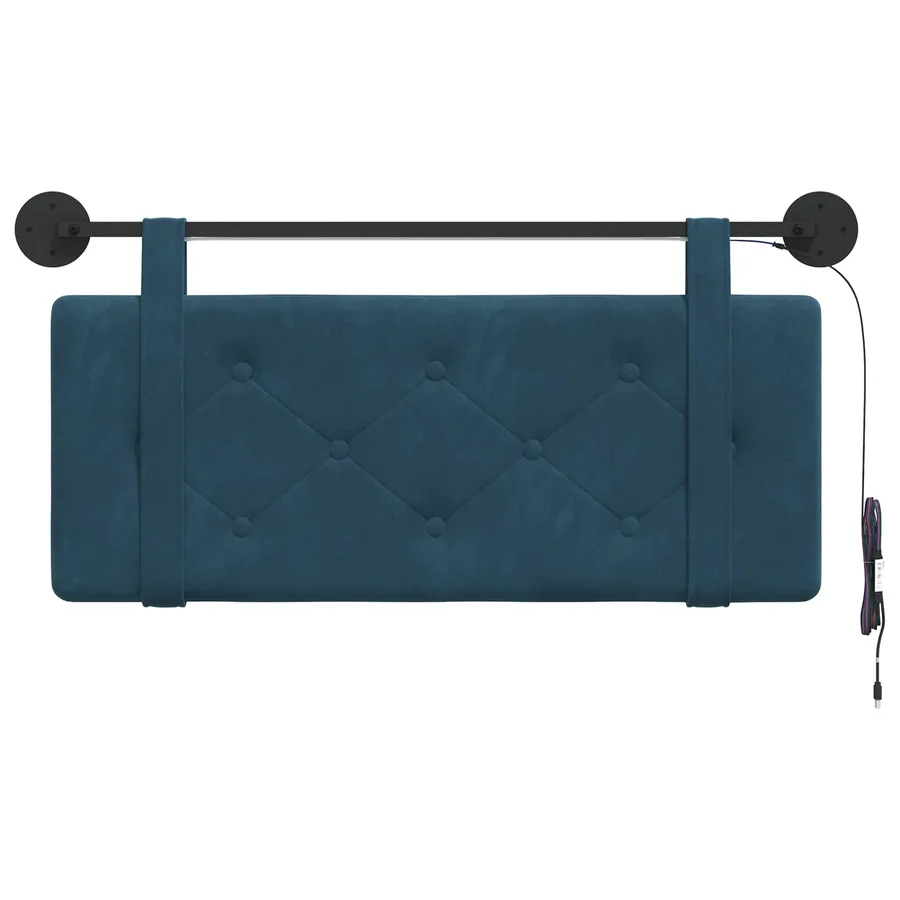 Tête de lit suspendue Avec lumière LED Bleu Velours - 6