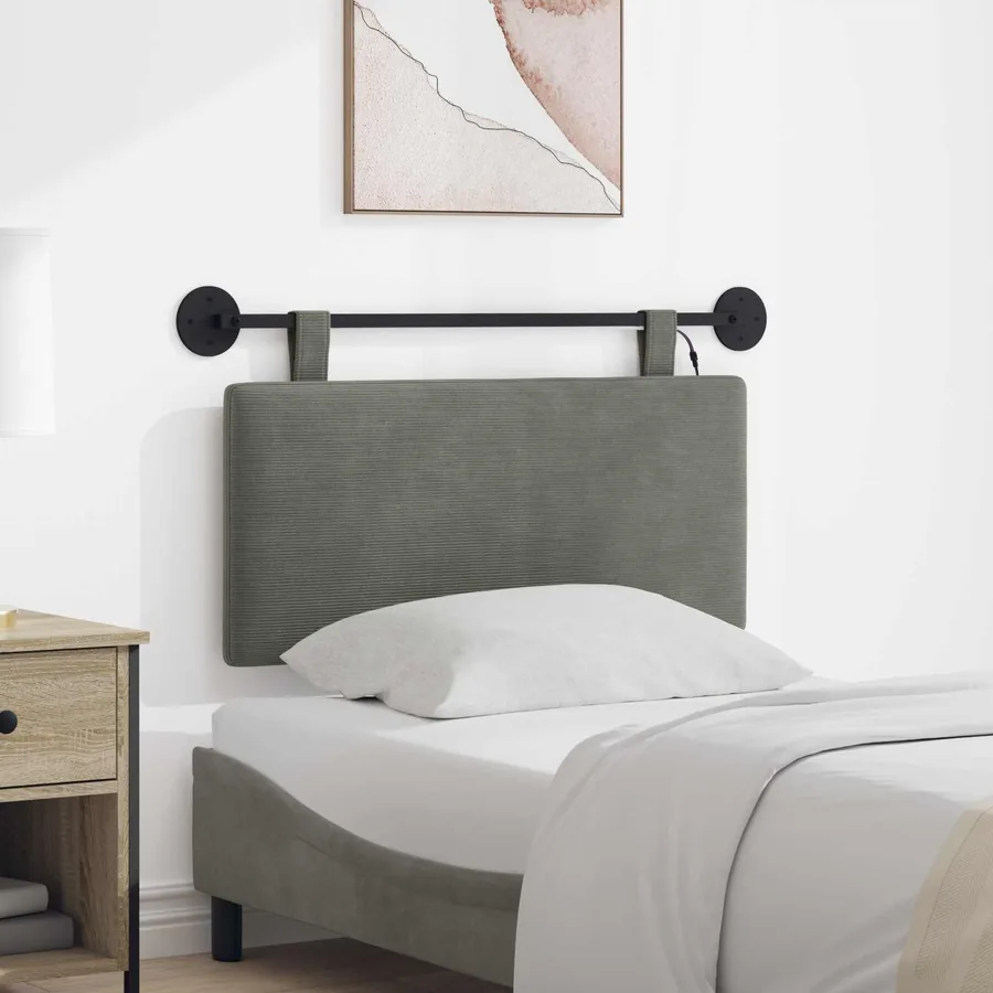 Tête de lit suspendue Gris clair Tissu en velours côtelé