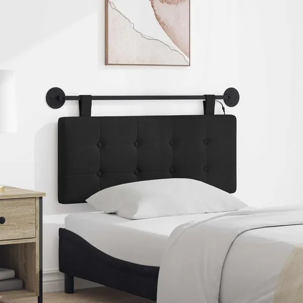 Tête de lit suspendue Avec lumière LED Noir Tissu