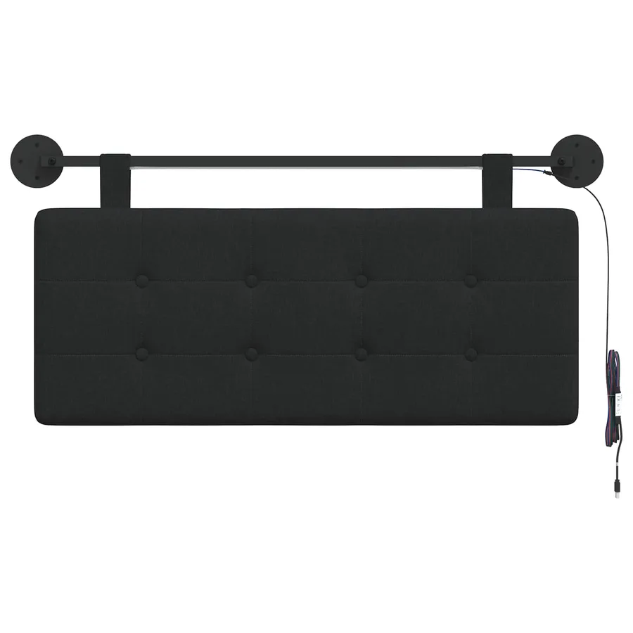 Tête de lit suspendue Avec lumière LED Noir Tissu - 6