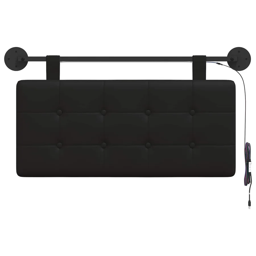Tête de lit suspendue Avec lumière LED Noir Simili cuir - 6