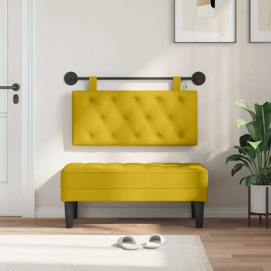 Tête de lit suspendue Avec lumière LED Jaune Velours - 3