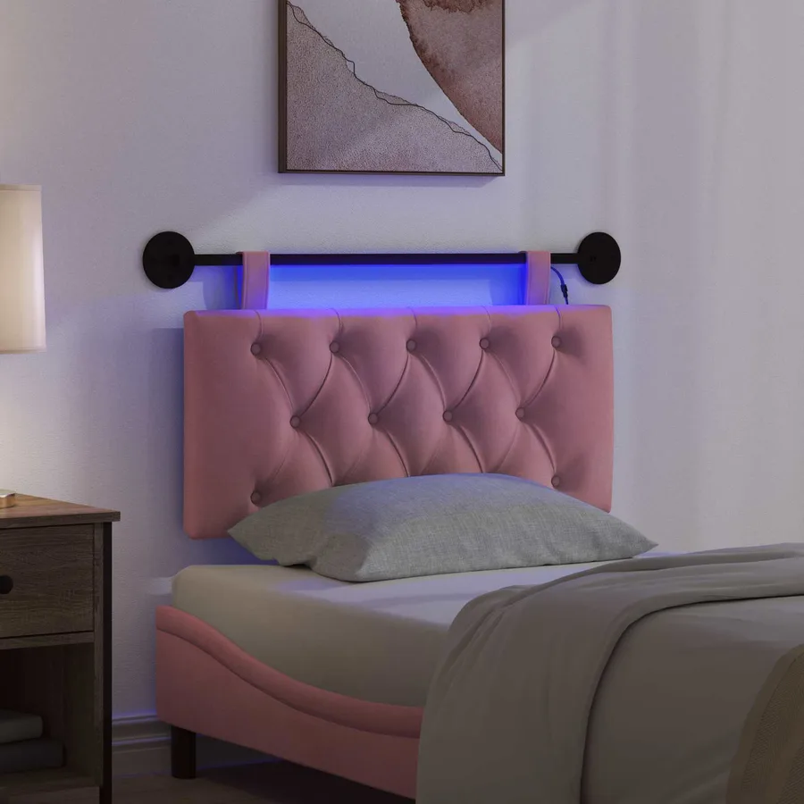 Tête de lit suspendue Avec lumière LED Rose Velours - 5