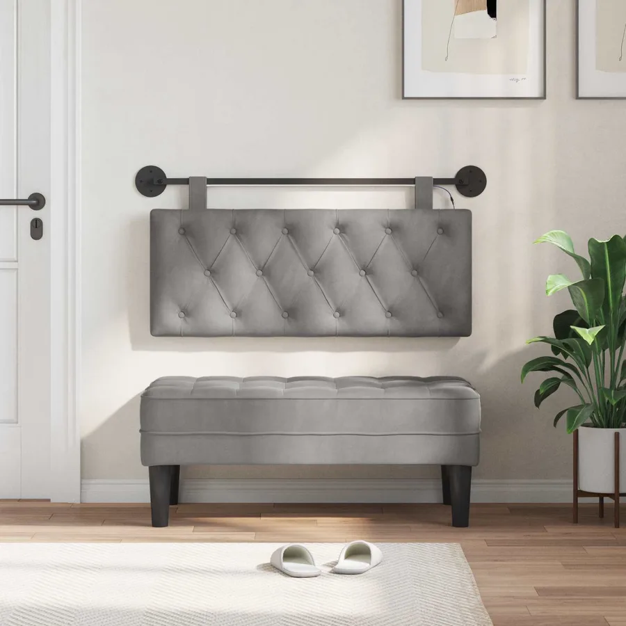 Tête de lit suspendue Avec lumière LED Gris clair Velours - 3