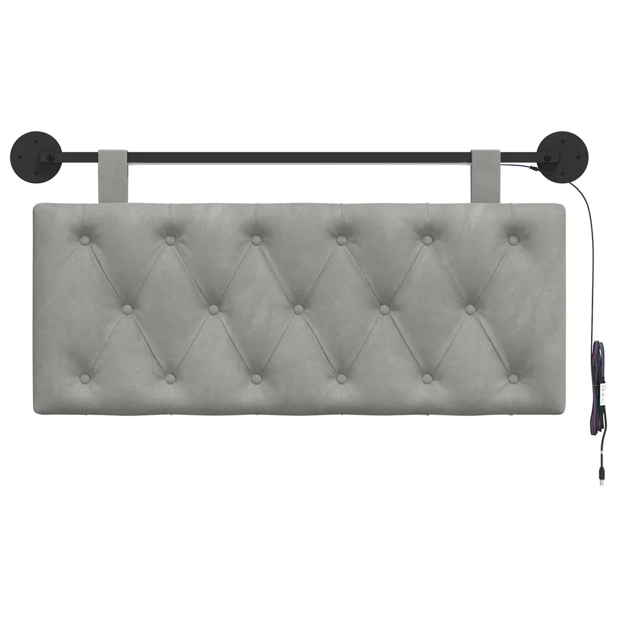 Tête de lit suspendue Avec lumière LED Gris clair Velours - 6