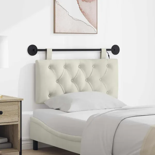 Tête de lit suspendue Avec lumière LED Crème Velours