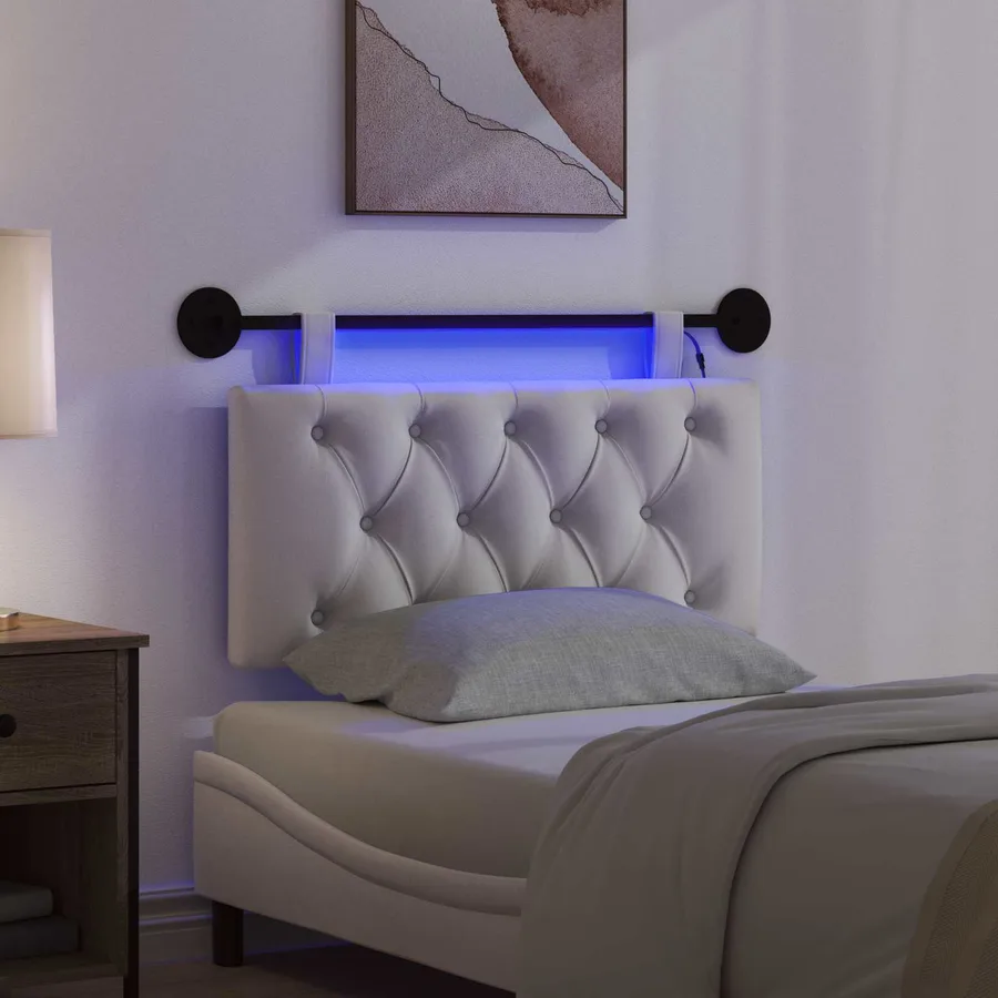 Tête de lit suspendue Avec lumière LED Crème Velours - 5