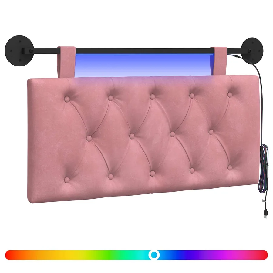 Tête de lit suspendue Avec lumière LED Rose Velours - 2