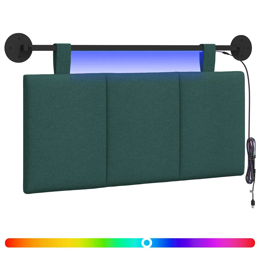 Tête de lit suspendue Avec lumière LED Vert foncé Tissu - 2