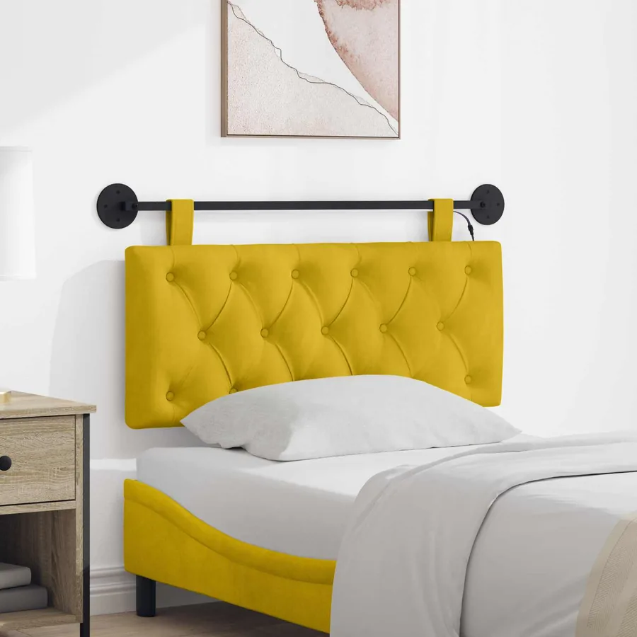 Tête de lit suspendue Avec lumière LED Jaune Velours