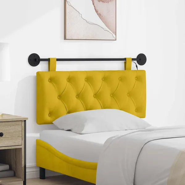 Tête de lit suspendue Avec lumière LED Jaune Velours