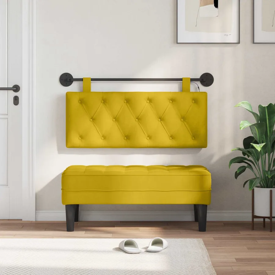 Tête de lit suspendue Avec lumière LED Jaune Velours - 3