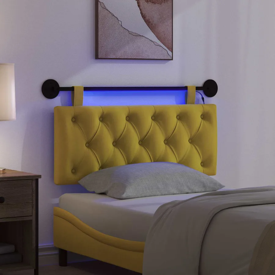 Tête de lit suspendue Avec lumière LED Jaune Velours - 5