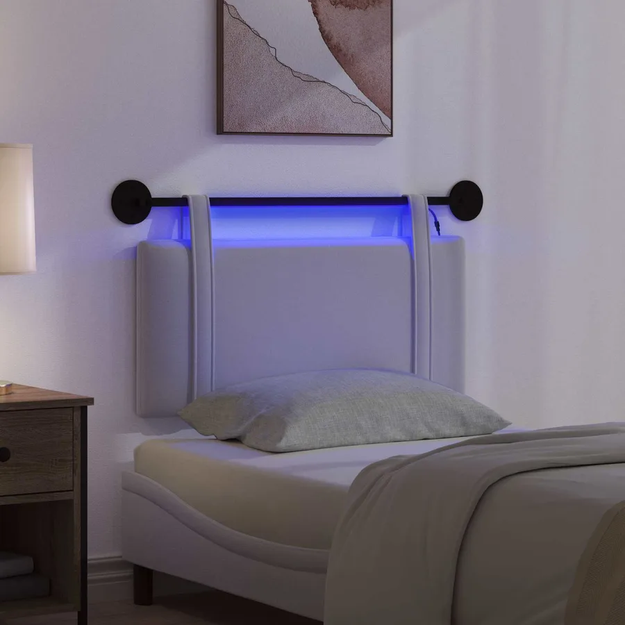 Tête de lit suspendue Avec lumière LED Blanc Tissu - 5