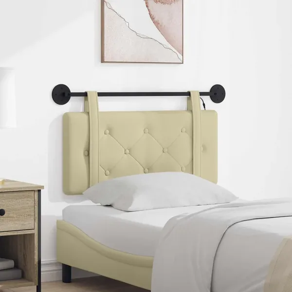 Tête de lit suspendue Avec lumière LED Crème Simili cuir