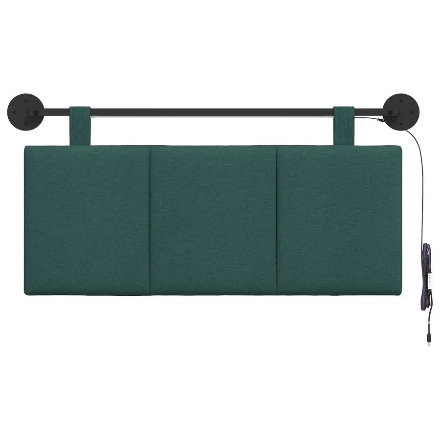 Tête de lit suspendue Avec lumière LED Vert foncé Tissu - 6