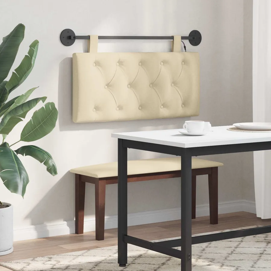 Tête de lit suspendue Avec lumière LED Crème Tissu - 4