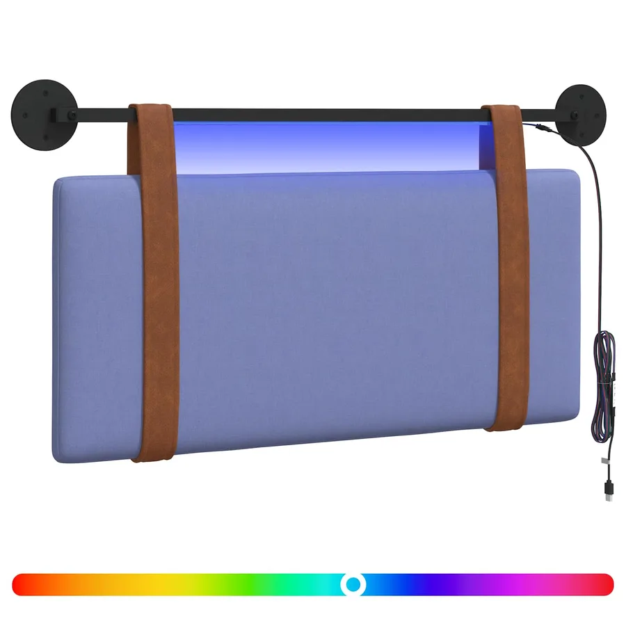 Tête de lit suspendue Avec lumière LED Bleu denim PU antique - 2