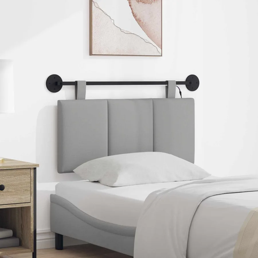 Tête de lit suspendue Avec lumière LED Gris nuage Tissu