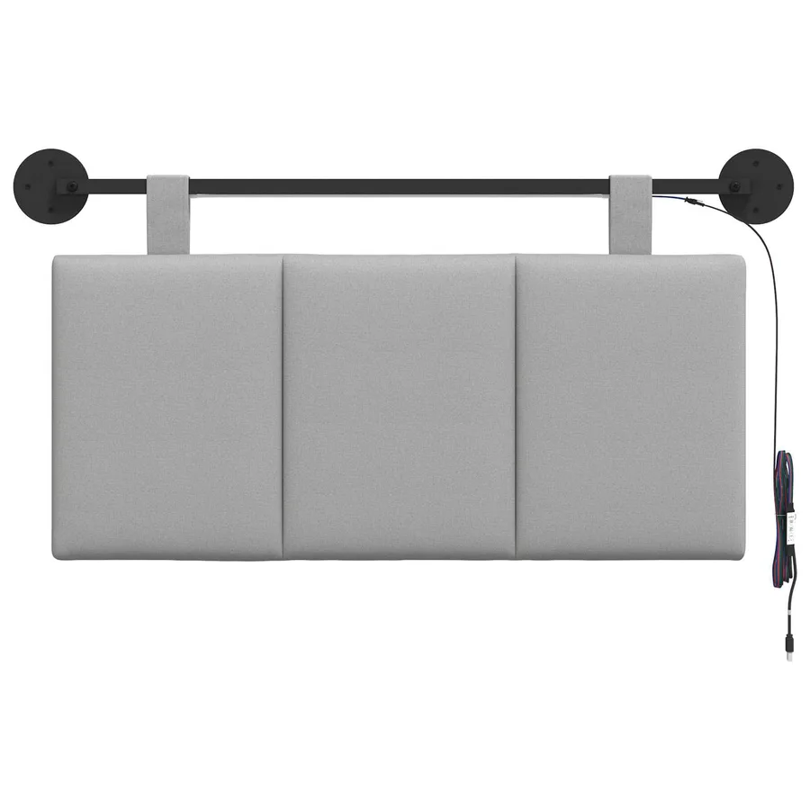 Tête de lit suspendue Avec lumière LED Gris nuage Tissu - 6