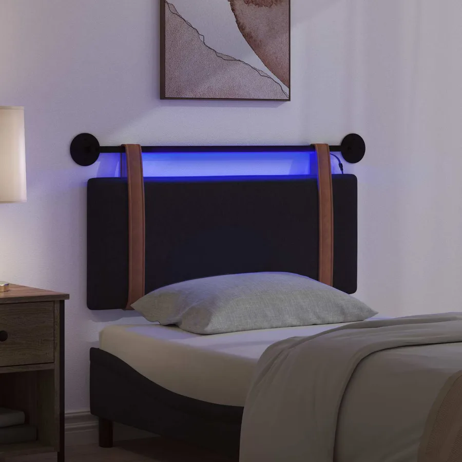 Tête de lit suspendue Avec lumière LED Noir PU antique - 5