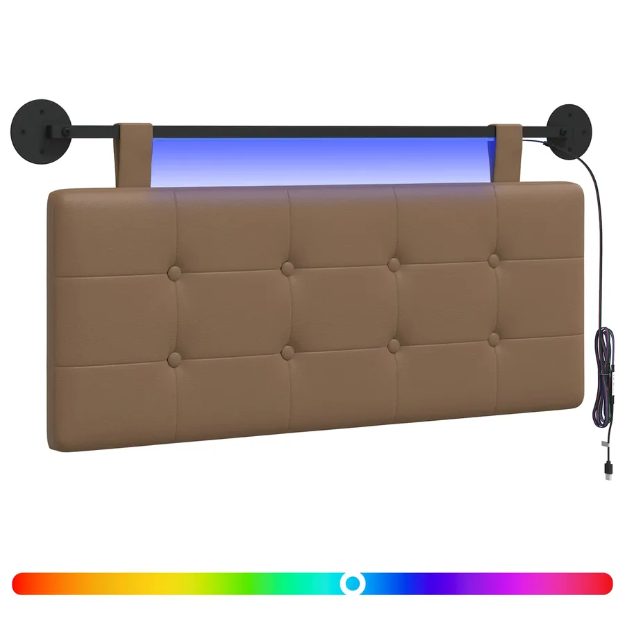 Tête de lit suspendue Avec lumière LED Cappuccino Simili cuir - 2