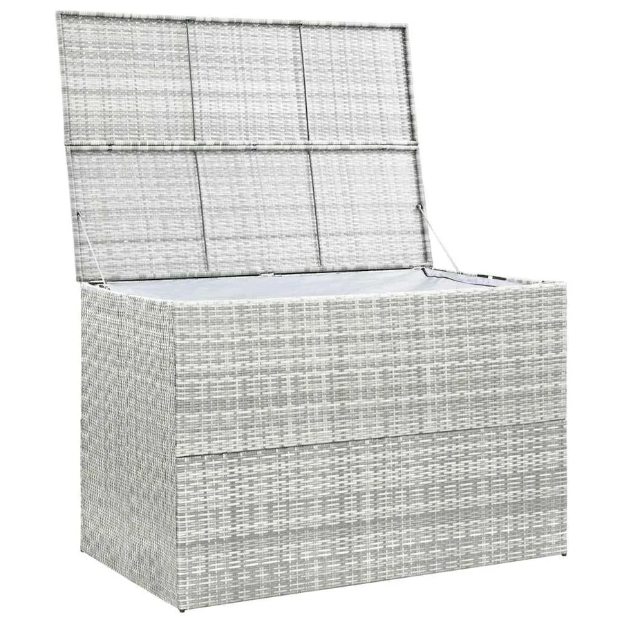 Boîte de rangement de jardin gris clair 150x100x100 cm rotin - 5