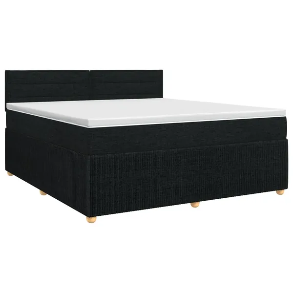 Lit boxspring avec matelas Noir 160 x 200 cm Tissu