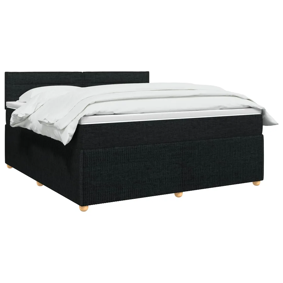 Lit boxspring avec matelas Noir 160 x 200 cm Tissu - 2