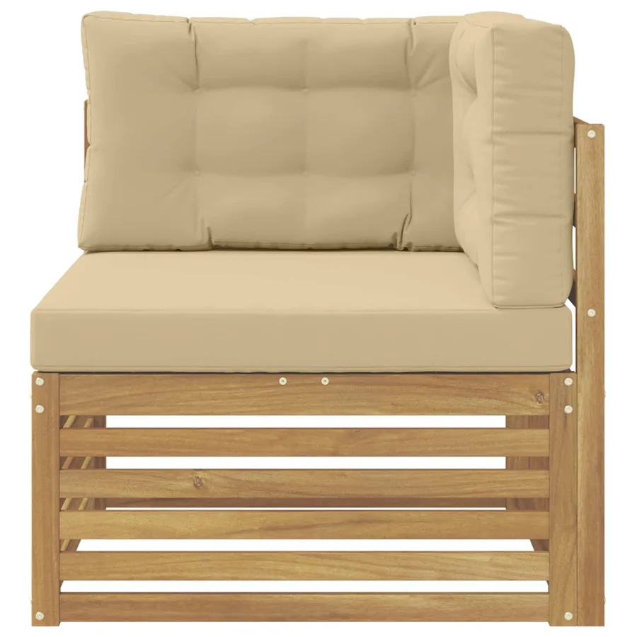 Canapé d'angle extérieur Bois d'Acacia Massif Blanc - 3