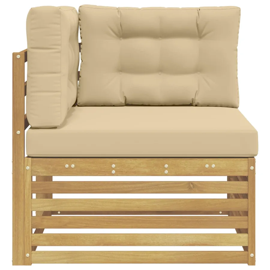 Canapé d'angle extérieur Bois d'Acacia Massif Blanc - 4