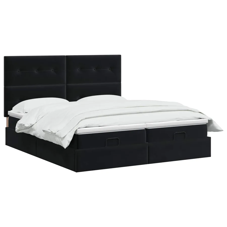 Lit ottoman avec matelas avec tête de lit 2 pc Noir Velours - 2