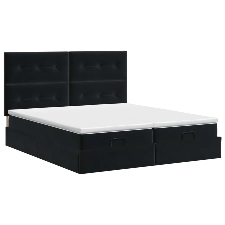 Lit ottoman avec matelas avec tête de lit 2 pc Noir Velours - 3