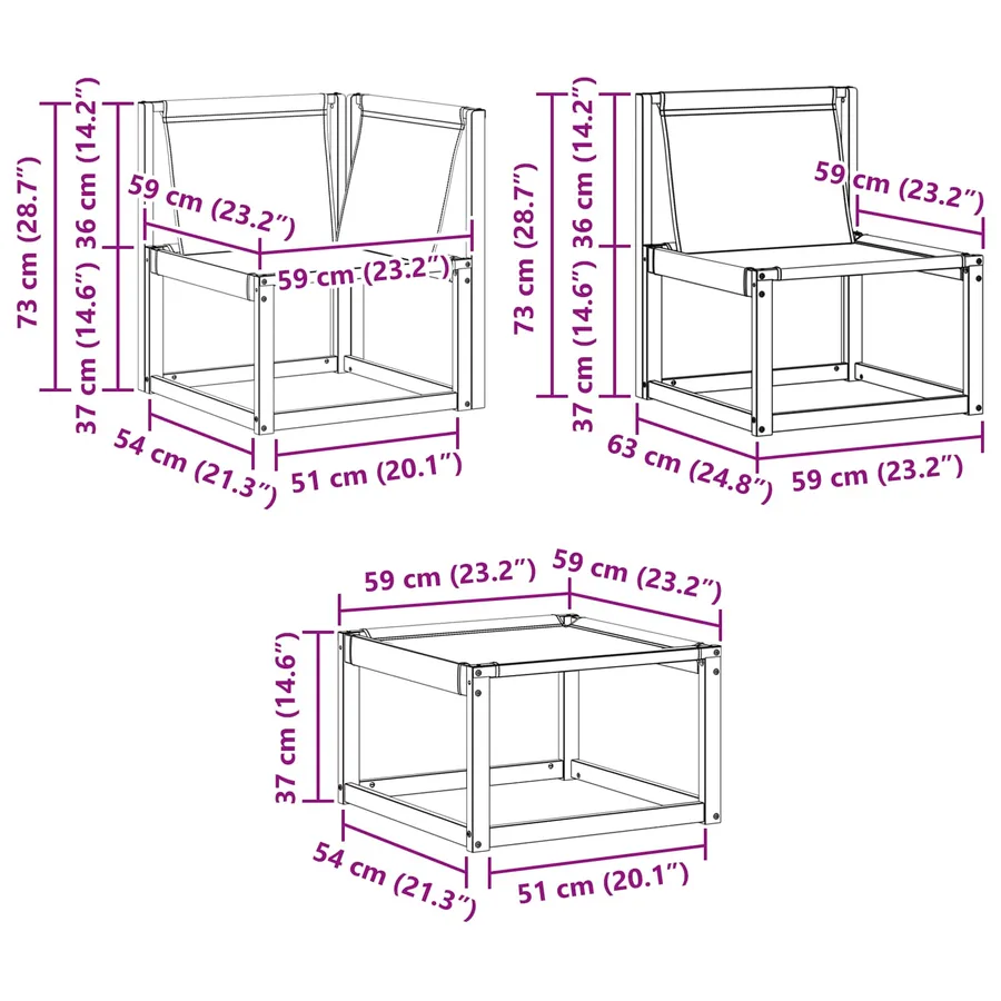 Unité de canapé sectionnel avec coussin 3 Pièce Blanc - 12