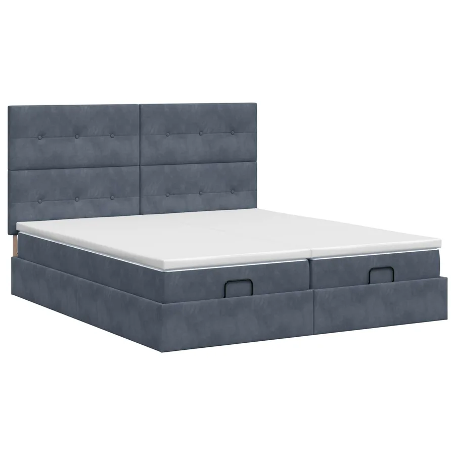 Lit ottoman avec matelas 2 pc Gris foncé Velours - 4