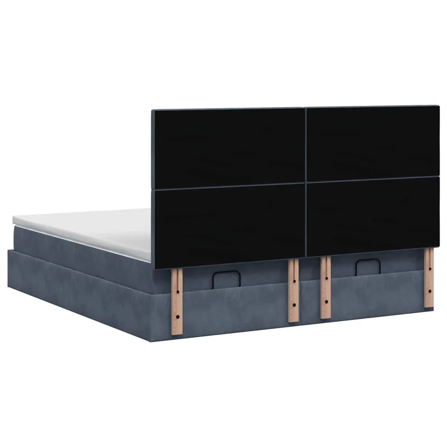 Lit ottoman avec matelas 2 pc Gris foncé Velours - 9