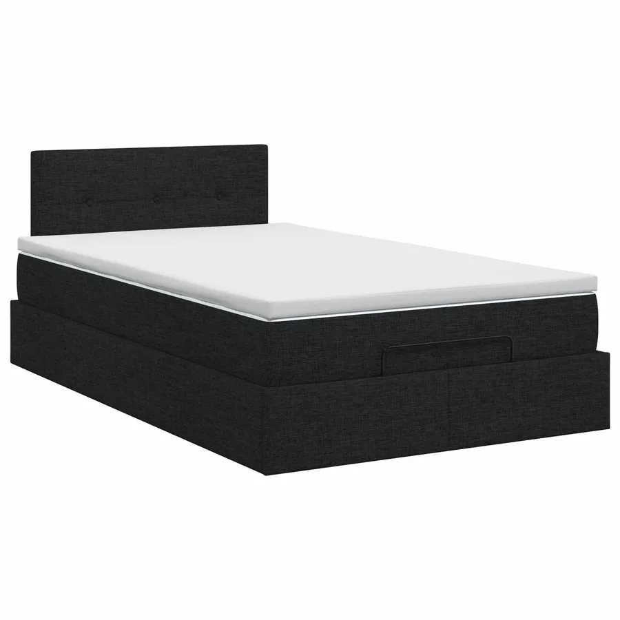 Lit ottoman avec matelas Noir 120 x 200 cm Tissu - 4
