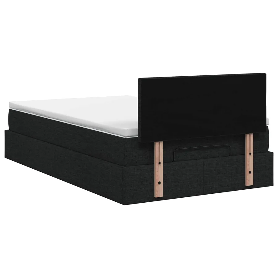 Lit ottoman avec matelas Noir 120 x 200 cm Tissu - 8