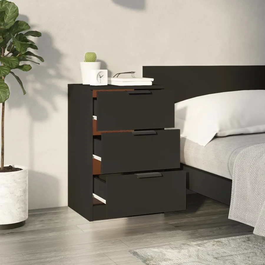 Tables de chevet 2 pcs noir 40x36x65 cm - 3