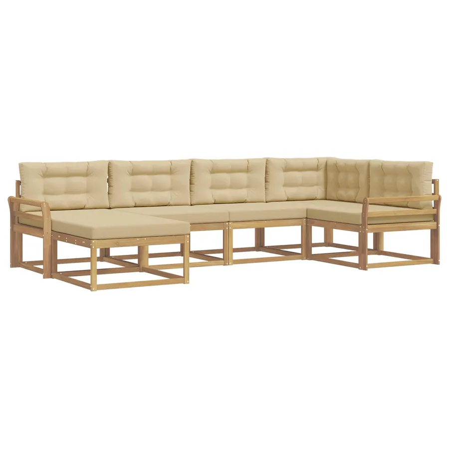 Ensemble de canapés d'extérieur 5 pcs Blanc et Beige Polyester - 2