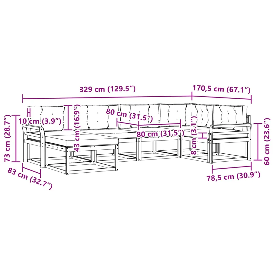 Ensemble de canapés d'extérieur 5 pcs Blanc et Beige Polyester - 7