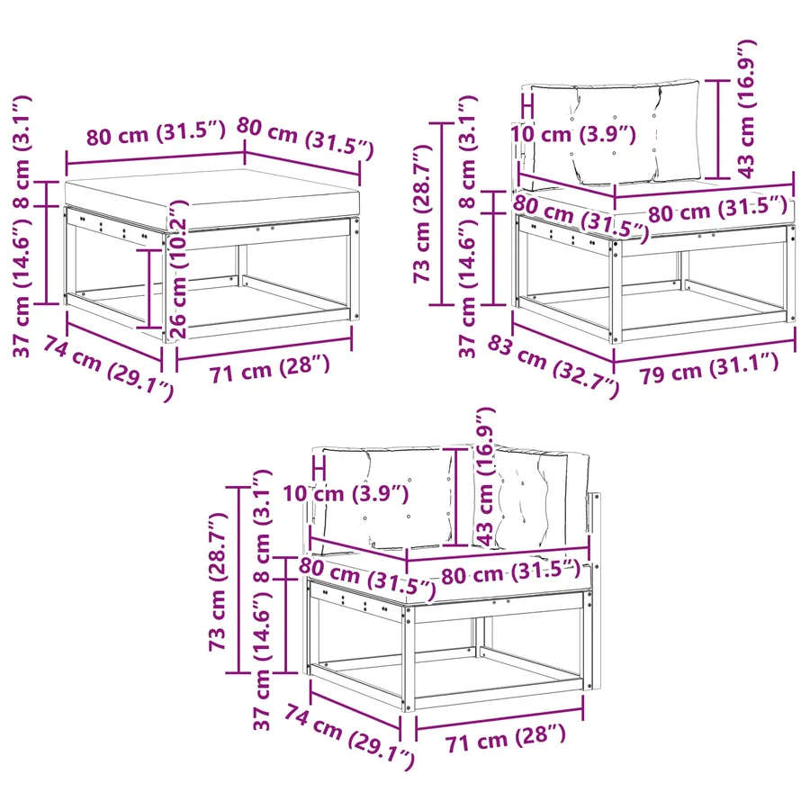 Ensemble de canapés d'extérieur 5 pcs Blanc et Beige Polyester - 8